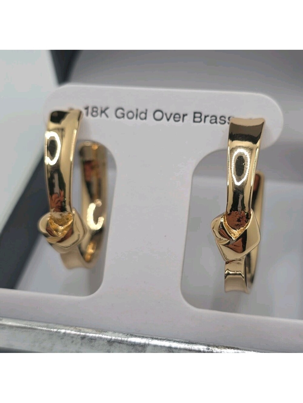 AND NOW THIS 18K Gold Plated Brass Hoop Round Hinged Earrings Lobe EB0170179
